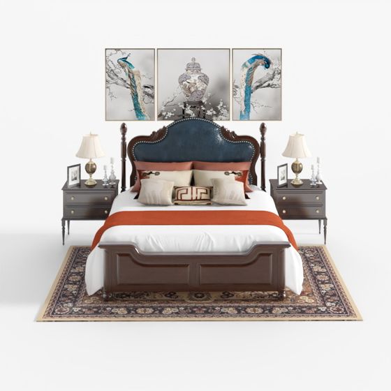 Elegant Classic Bedroom Set 3D model