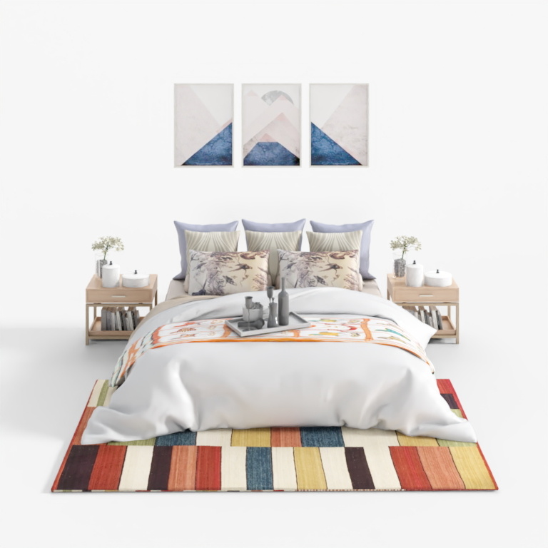 Minimalist modern Scandinavian IKEA cloth art bed combination
