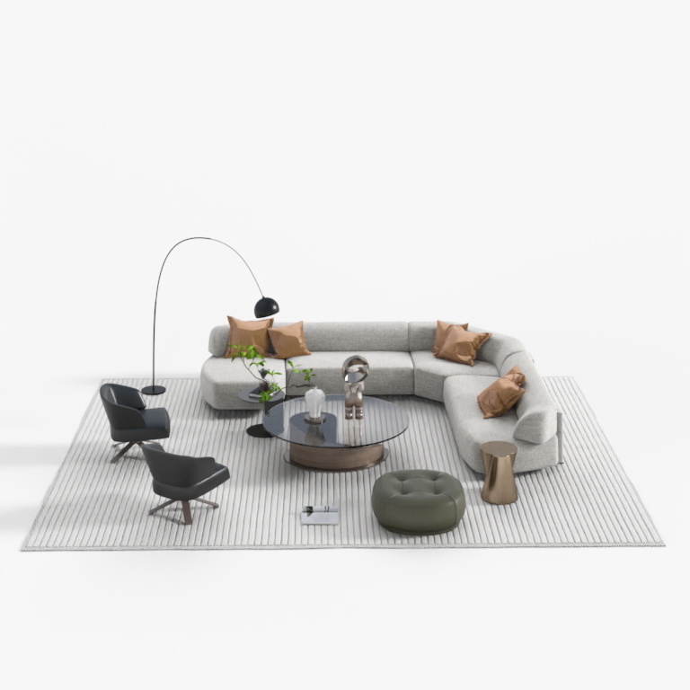 Modern Minimalist Curved Multi-Seat Sofa Set