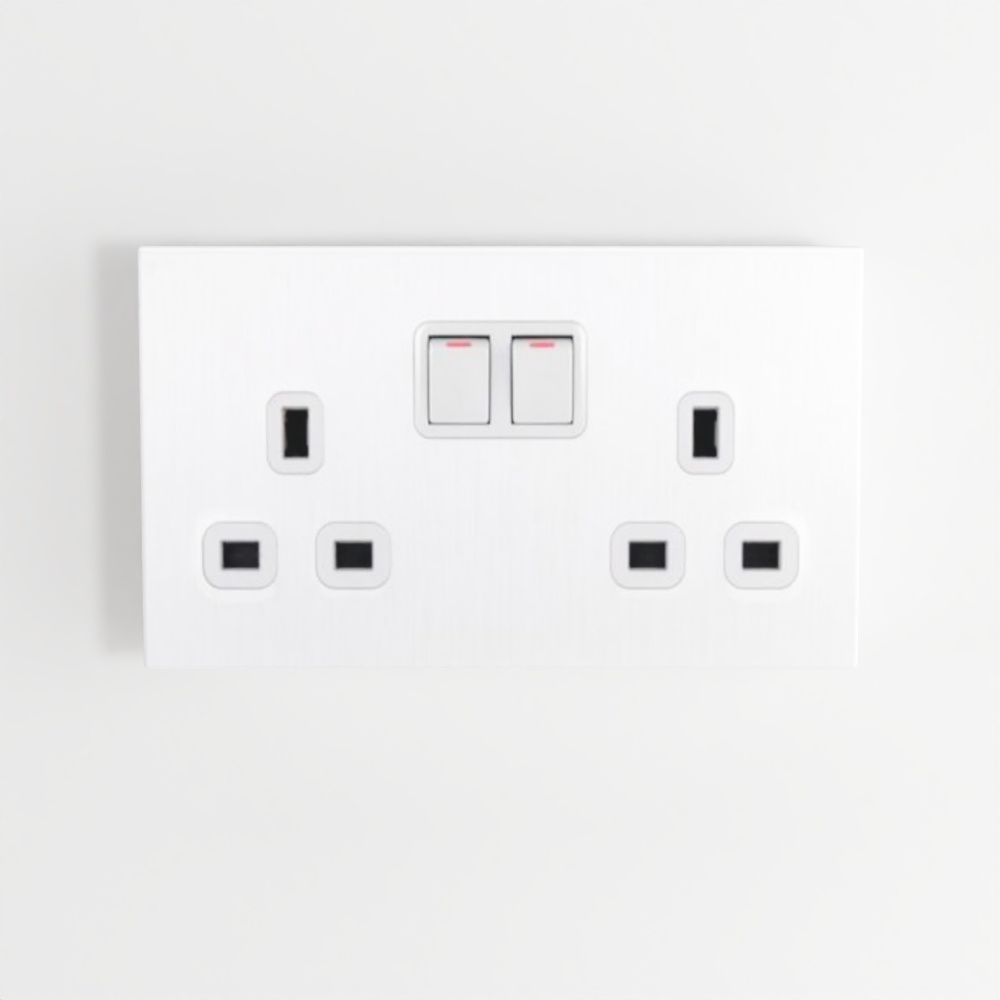 Mallia Senses - 2 Gang BS Switched Socket Outlet