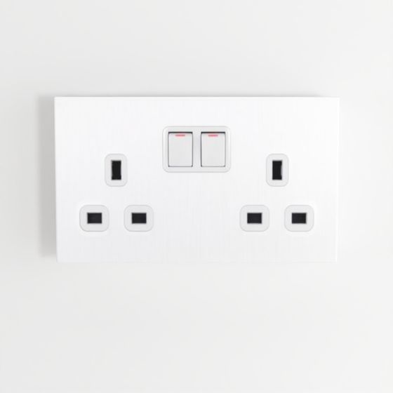 Mallia Senses - 2 Gang BS Switched Socket Outlet