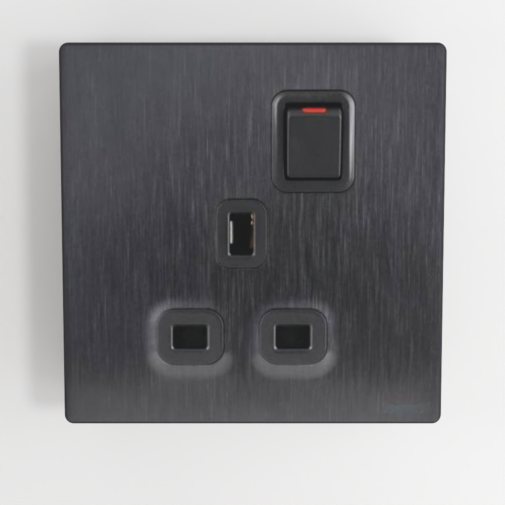 Mallia Senses - 1 Gang BS Switched Socket Outlet Silver