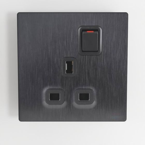 Mallia Senses - 1 Gang BS Switched Socket Outlet Silver