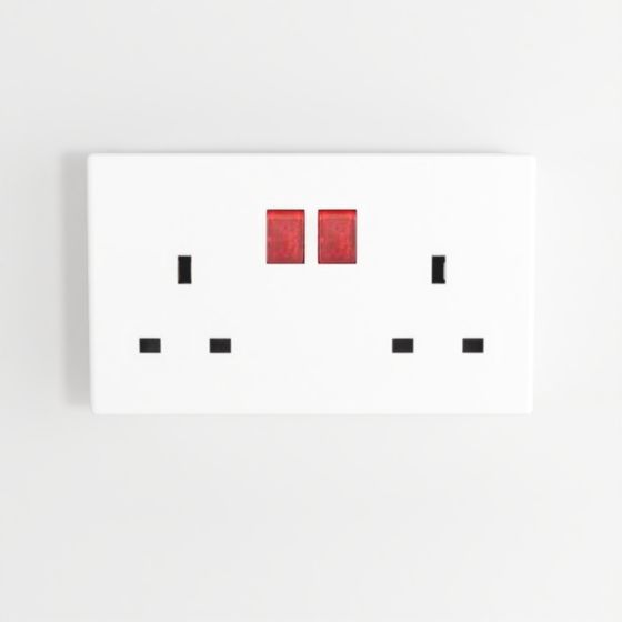 Mallia Senses - 2 Gang BS Switched Socket Outlet Silver