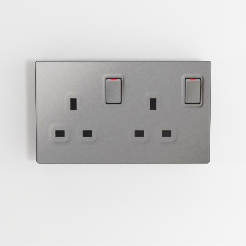 Mallia Senses - 2 Gang BS Switched Socket Outlet Dark