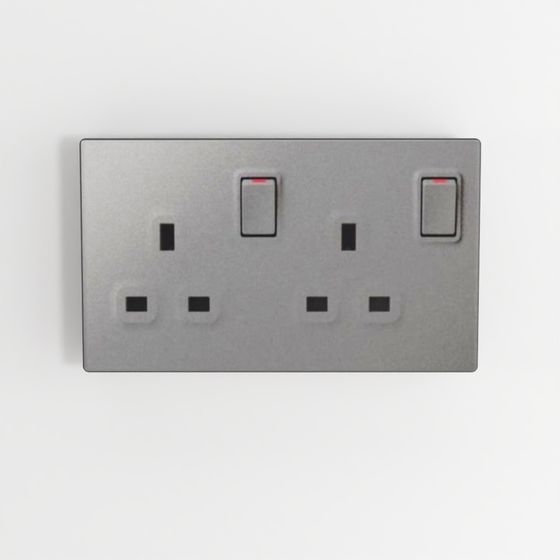 Mallia Senses - 2 Gang BS Switched Socket Outlet Dark