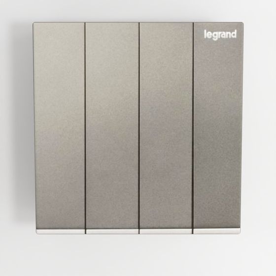 Galion - 4 Gang 1-Way Switch 16AX - Dark Silver