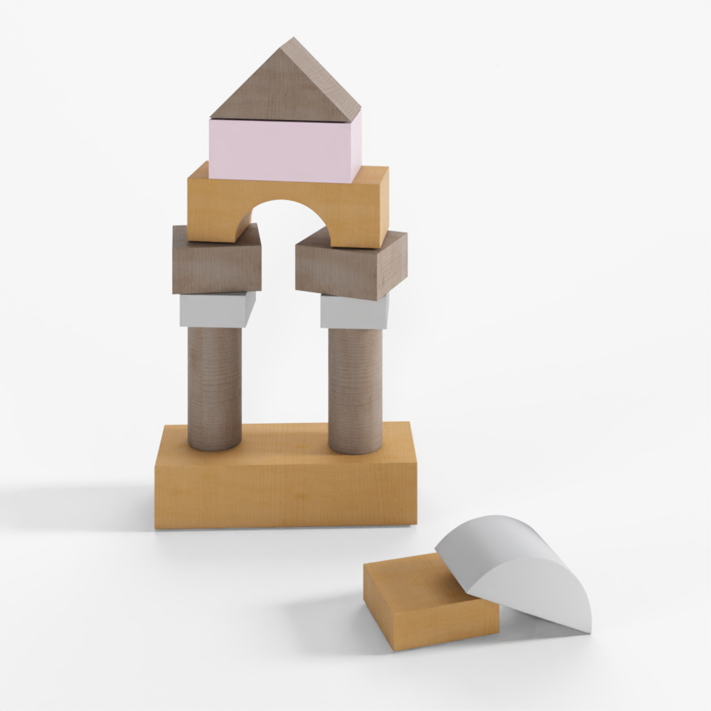 Modernes Baustein-Dekor im Cremestil