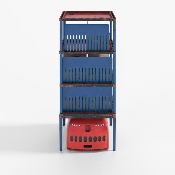 Red-Blue Storage Shelf