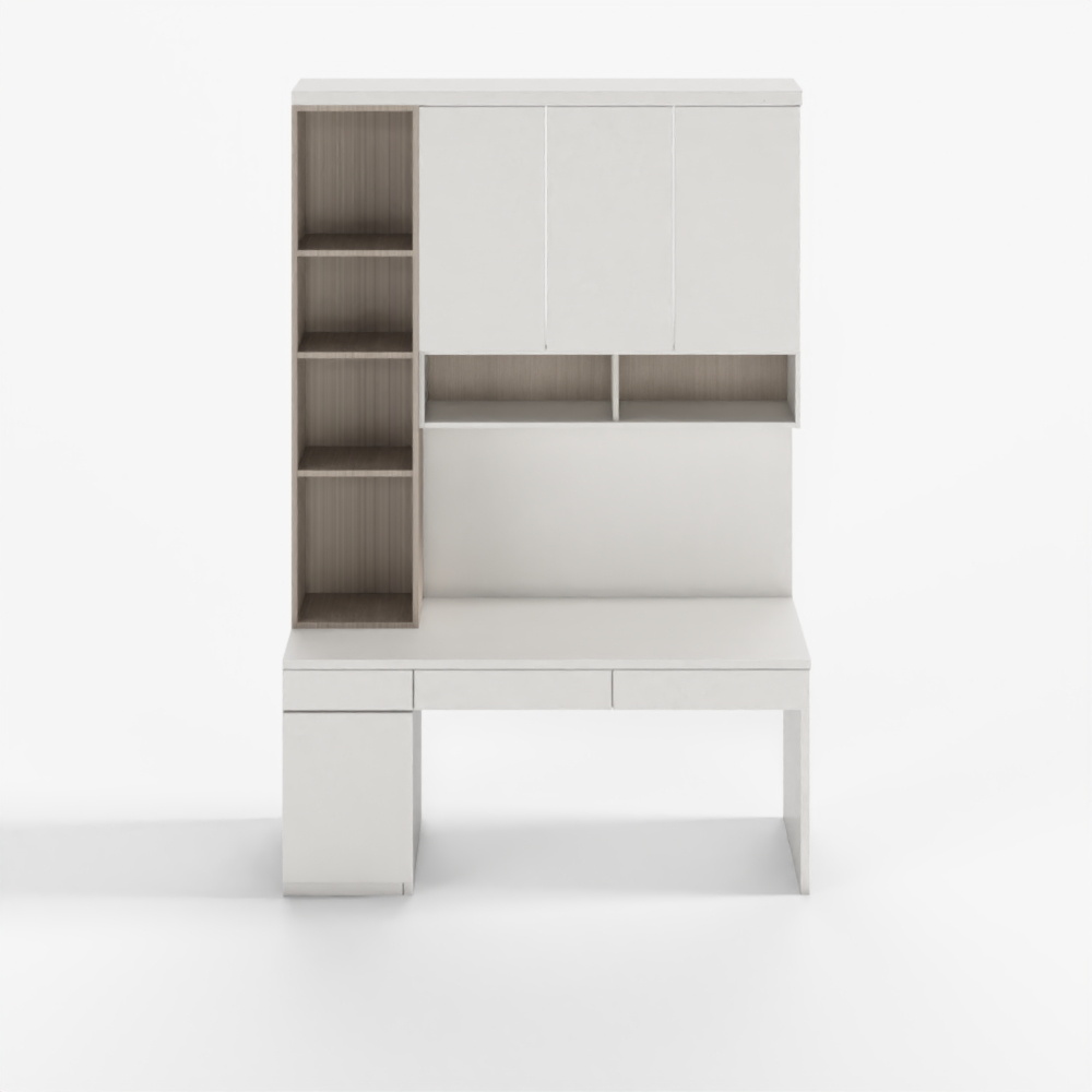 Moderner minimalistischer Massivholz-Bücherregal mit Schreibtisch 2