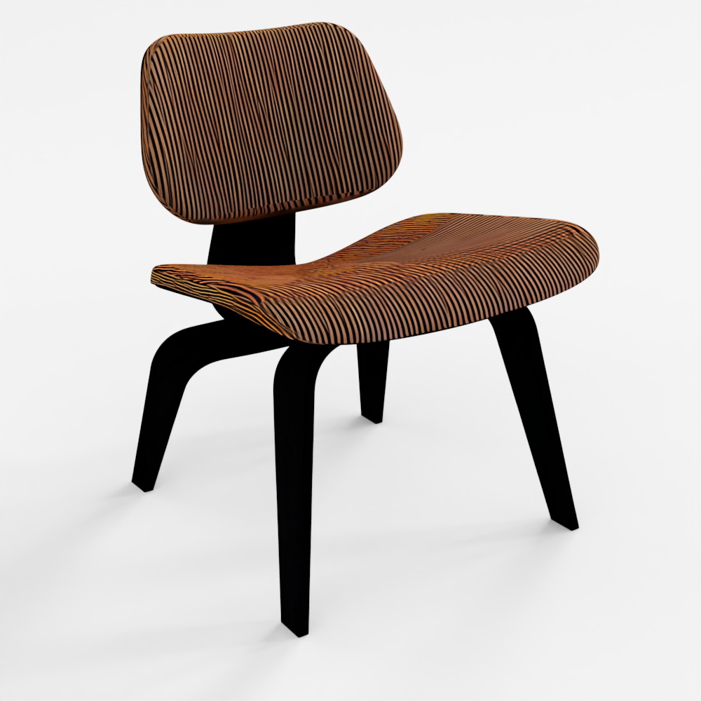 Eames Formgepresster Multiplex-Loungesessel mit Holzgestell (LCW)