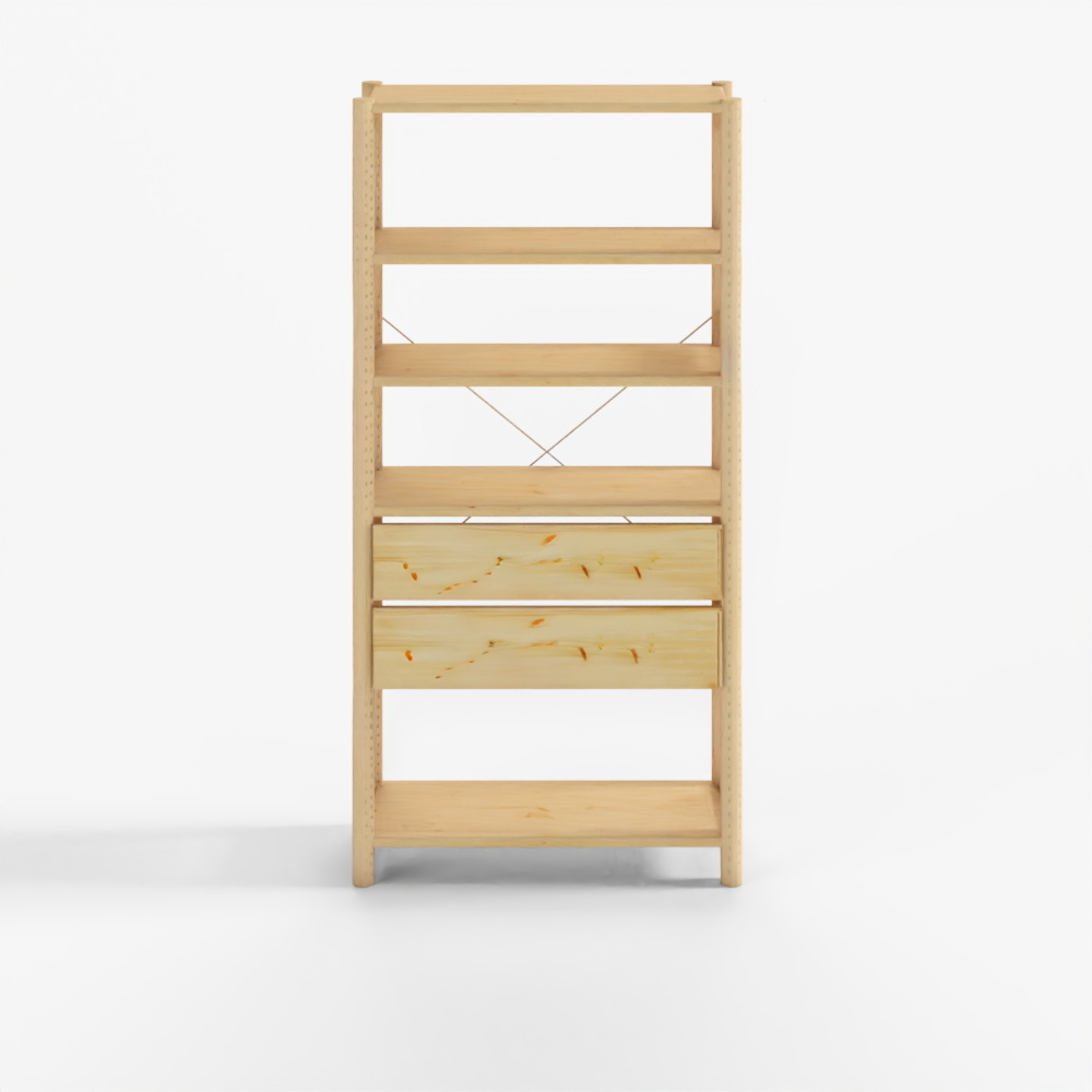 IKEA IVAR 1-Section Pine Unit with 5 Shelves & 2 Drawers