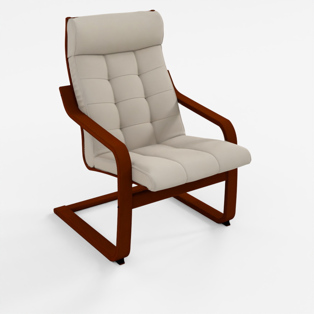 IKEA POÄNG Brown Armchair with Gunnared Beige Cushion