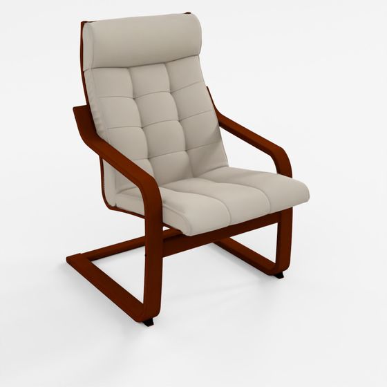 IKEA POÄNG Brown Armchair with Gunnared Beige Cushion