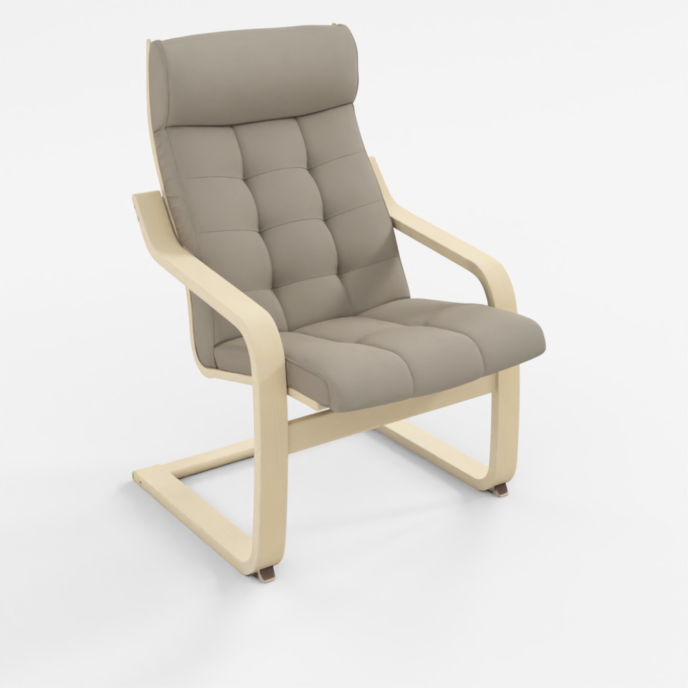 IKEA POÄNG Birch Veneer Armchair with Gunnared Beige Cushion