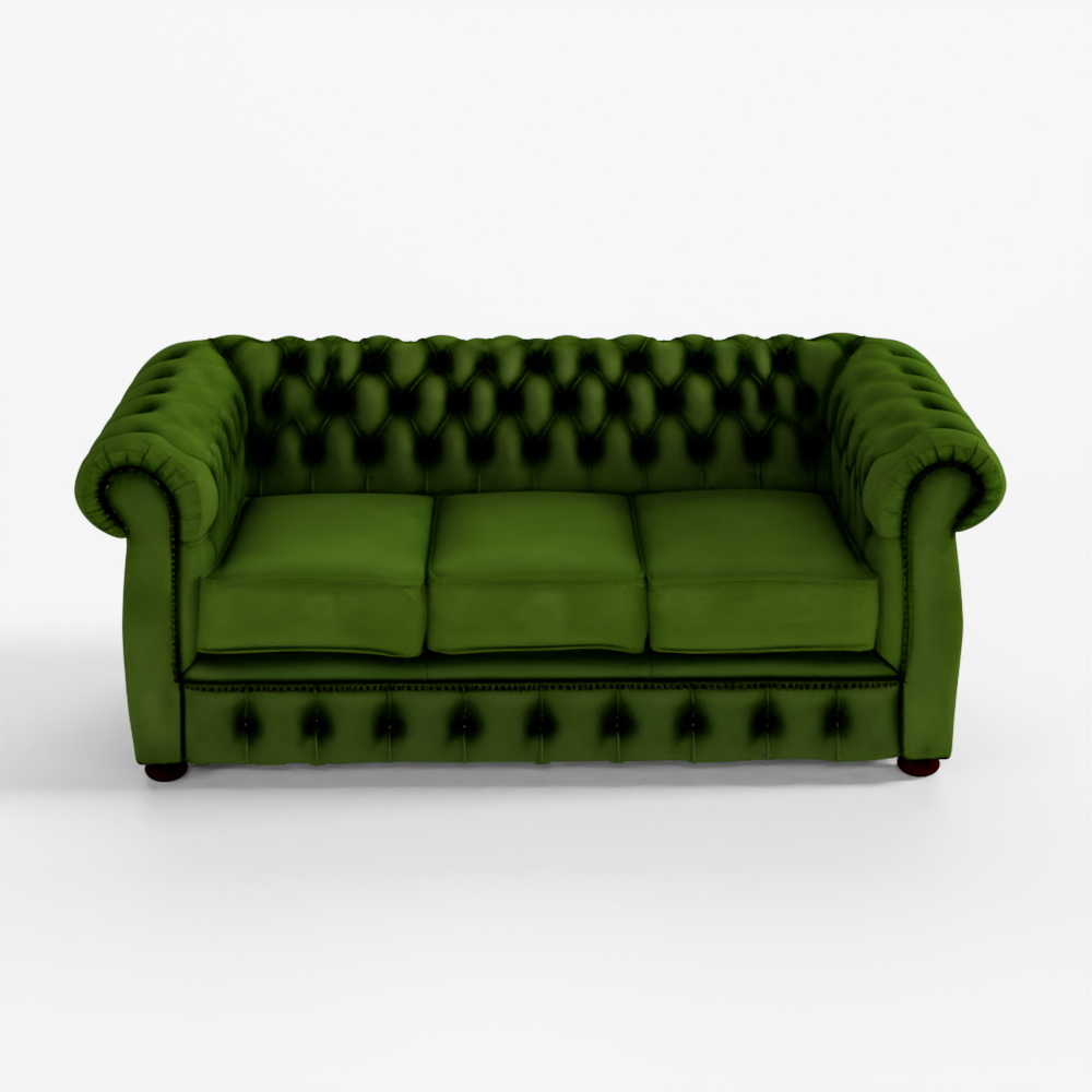 Честерфилд Крессвелл трехместный - вымытый зеленый