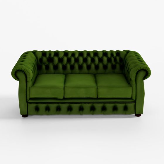 Честерфилд Крессвелл трехместный - вымытый зеленый