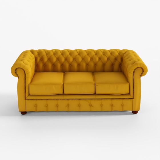 Canapé Chesterfield Cresswell 3 places - Moutarde brune