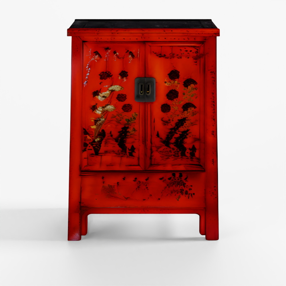 山西産赤漆塗り婚礼用キャビネット