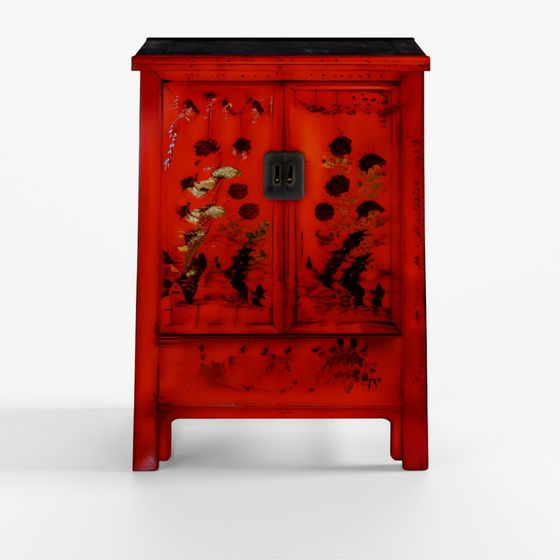 山西産赤漆塗り婚礼用キャビネット