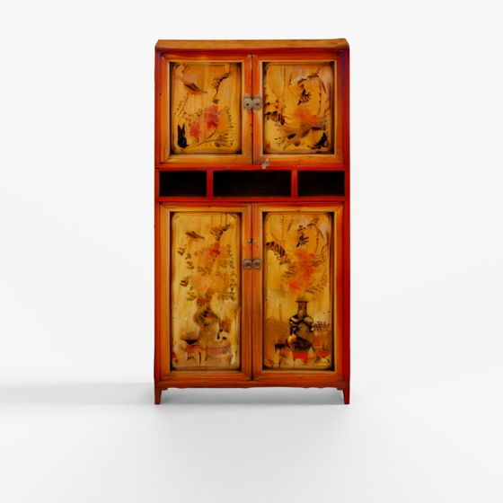 Painted Mongolian Storage Cabinet