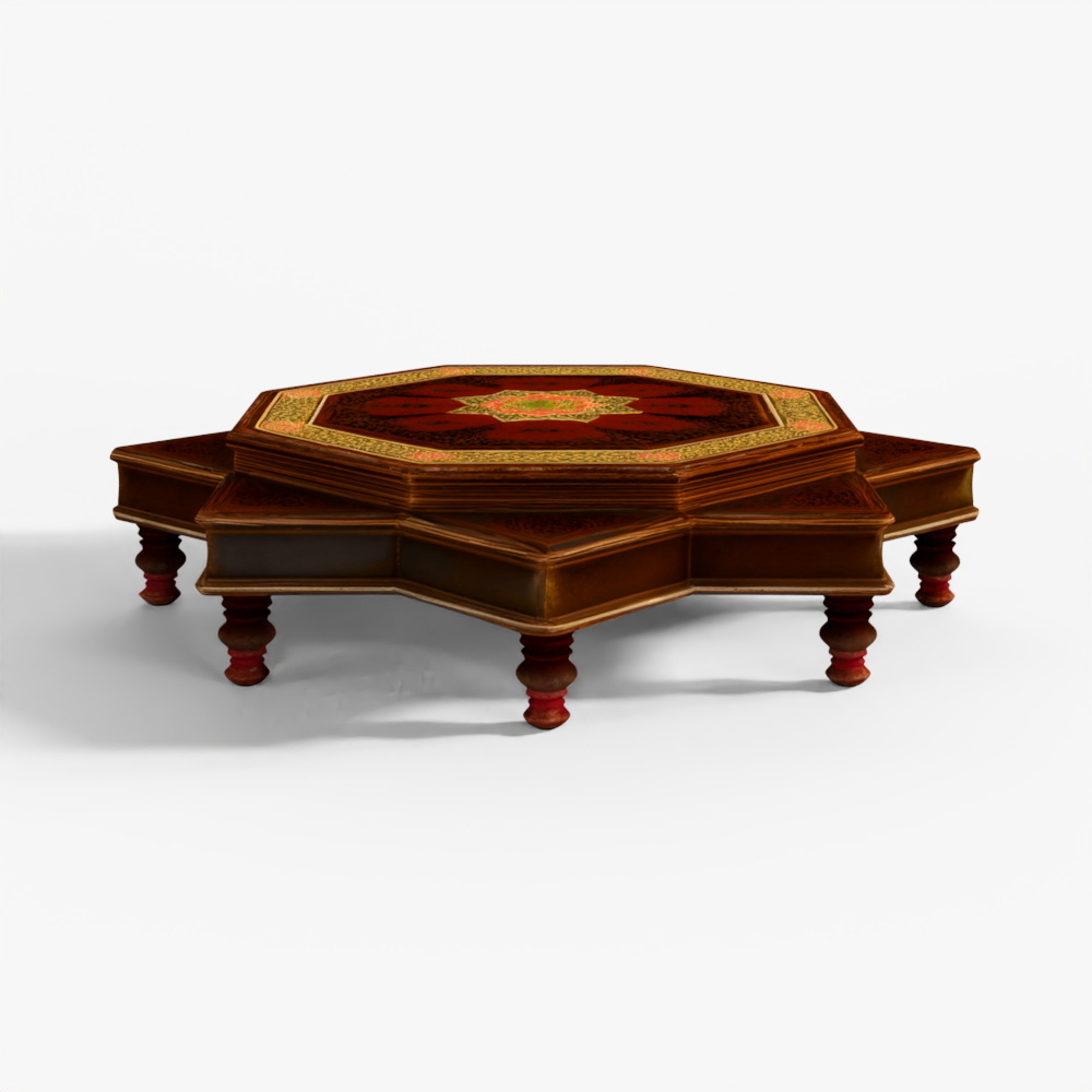 Painted Star Bajot Low Prayer Table From Rajasthan