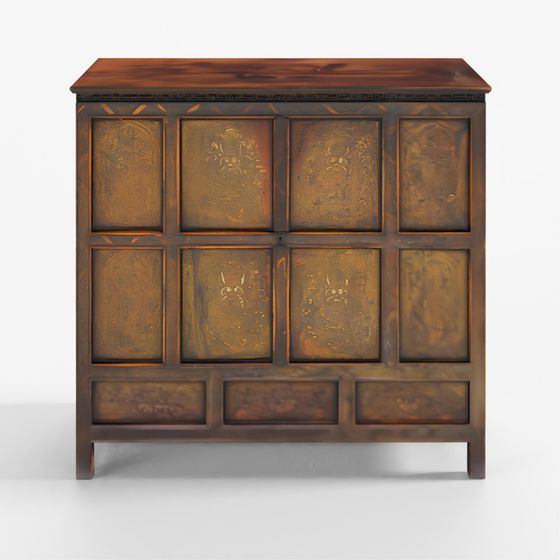 Gilt Painted Tibetan Altar Cabinet