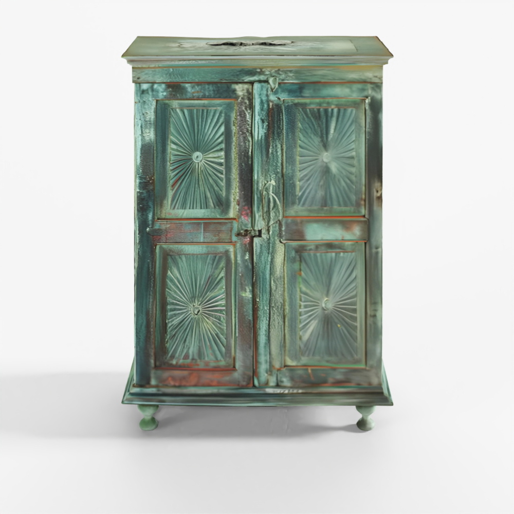 Indian Almirah Cabinet With Sunburst Panels