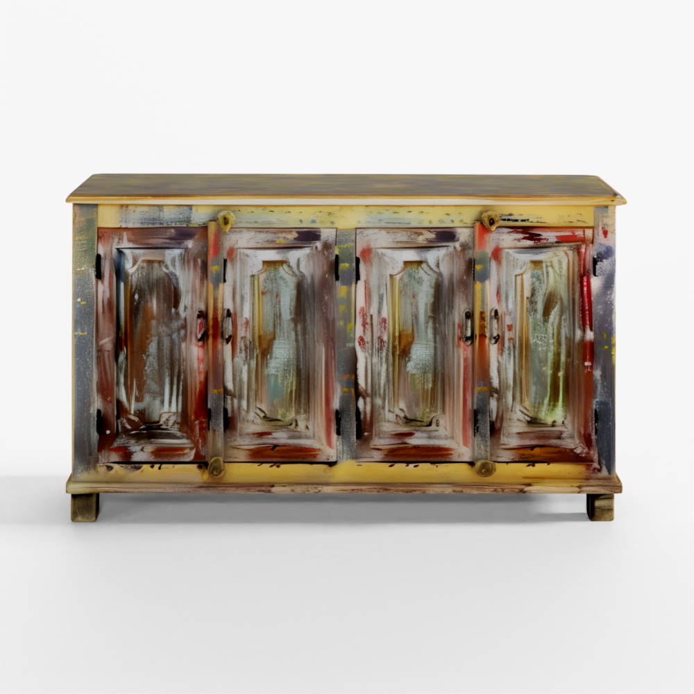 Reclaimed Teak Indian Sideboard With Painted Finish