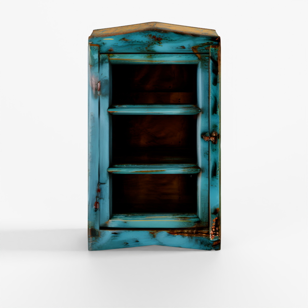 Mobile da Parete in Teak Smaltato Verniciato Blu