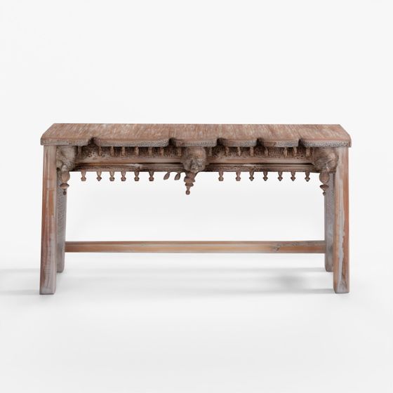 再生チーク製塗装コンソールテーブル