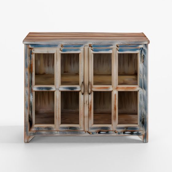 Glazed Cabinet Made From Reclaimed Teak