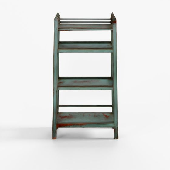 Vintage Green Painted Indian Teak Shelf