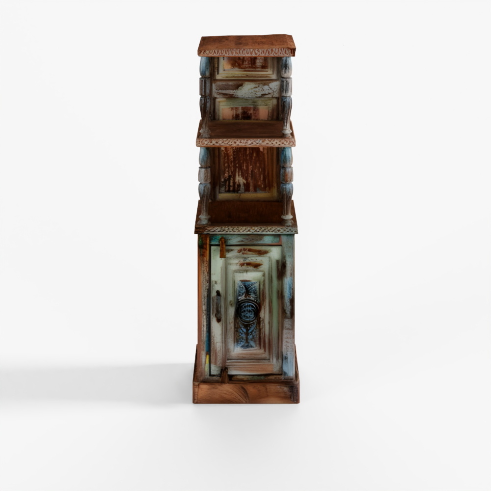 재활용 티크 목재 책장