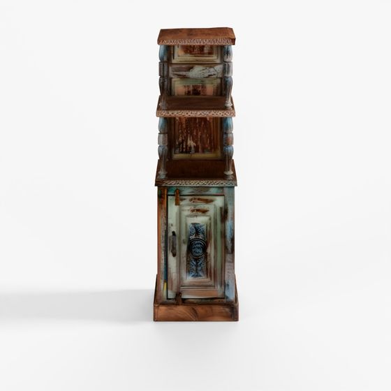 재활용 티크 목재 책장