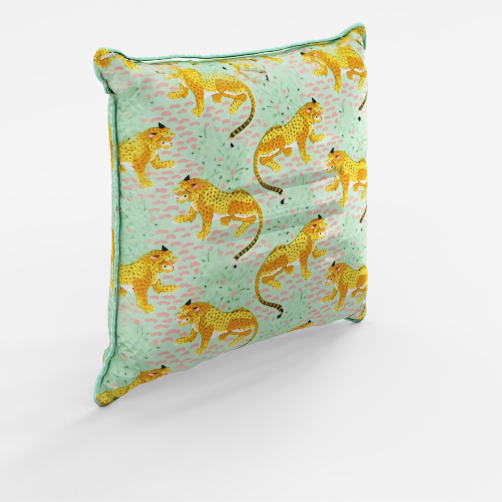 Cotton Leopard Design Cushion Cover with Pad