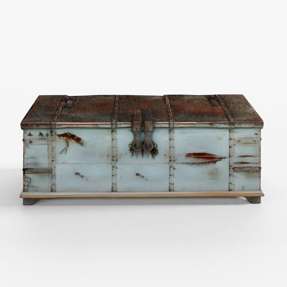 Painted Teak Coffee Table Chest