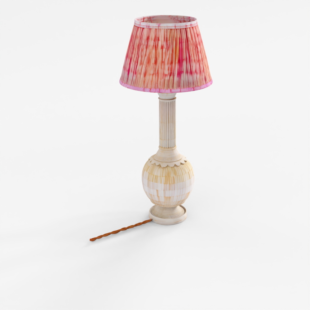 Tall Mughal Style Bone Inlaid Table Lamp