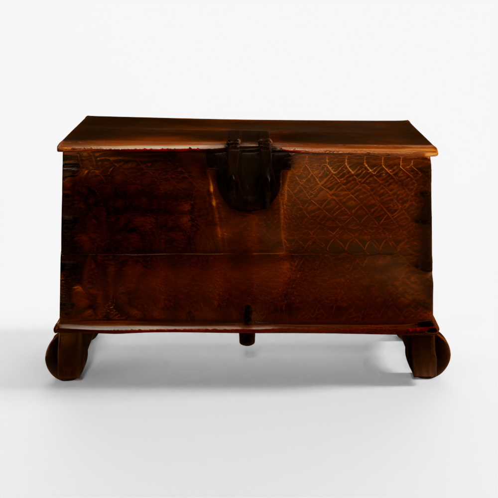 ナゴール産塗装チーク製車輪付きチェスト