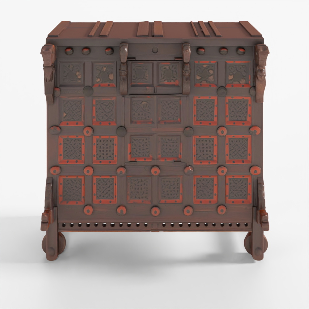 サウラスラ産チーク・マジュス持参金箱