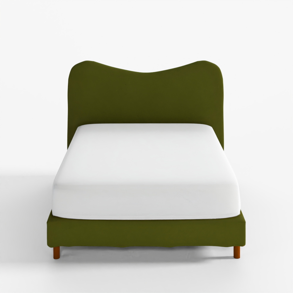 Casamia Moonbough Fabric Bed Wooden Type LK Green
