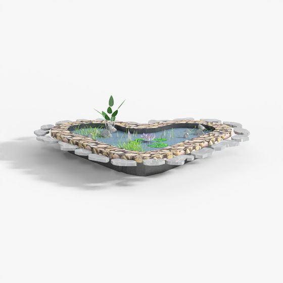 Heart-Shaped Garden Pond 3D model