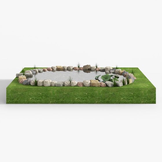 Natural Pond Low Poly 3D Model