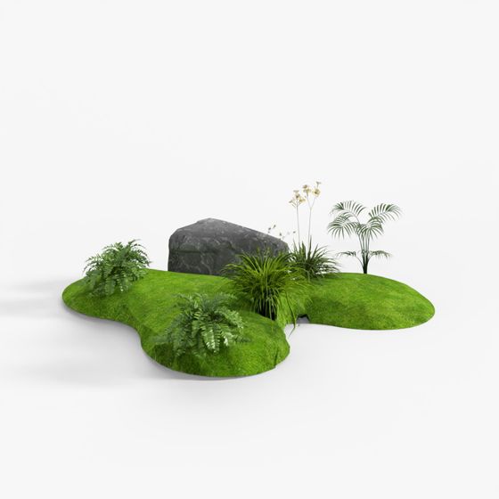 Natural Island Low-Poly 3D Model