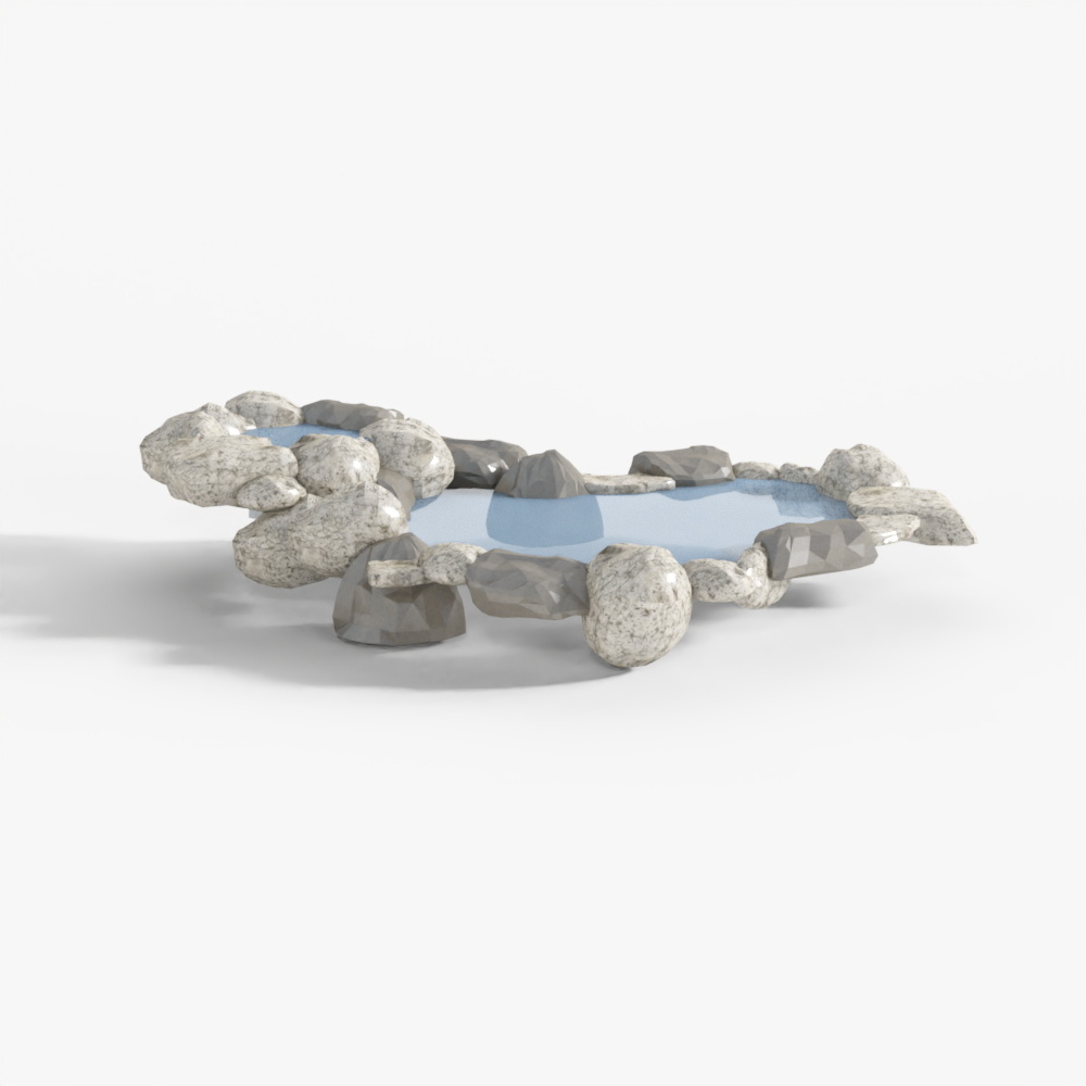 Modern courtyard heart-shaped water feature