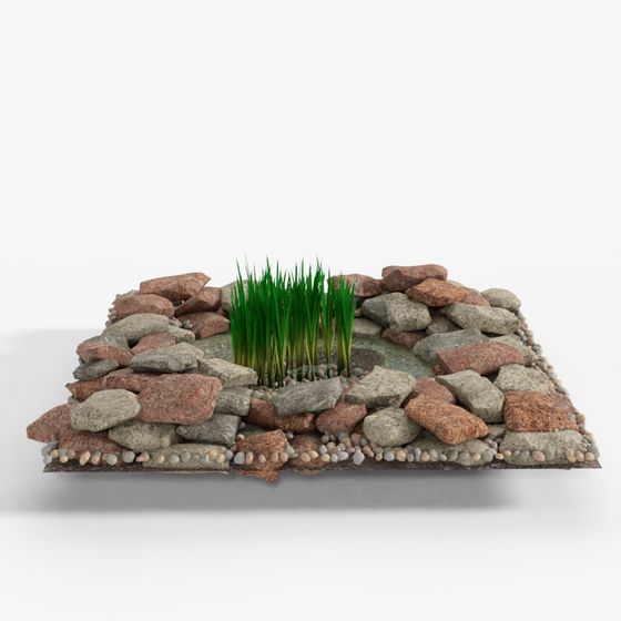 Low Poly Rocks Garden 3D Model for Creative Projects