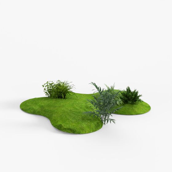 Lush Grass and Plants 3D model