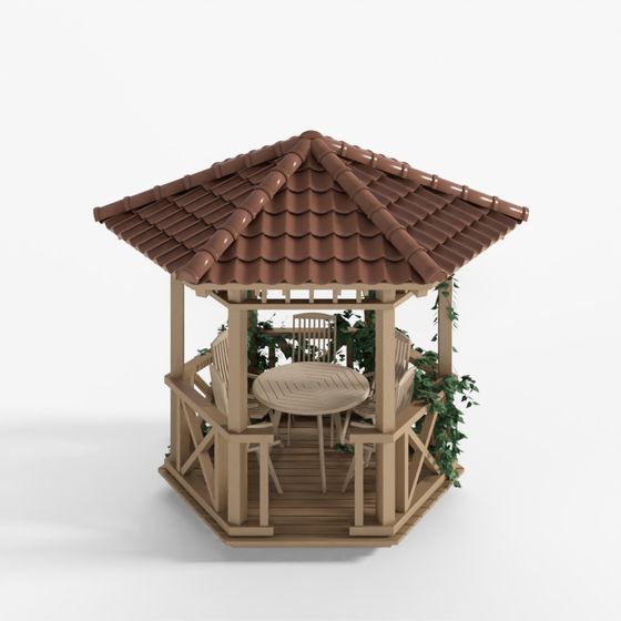 Charming Low-Polygon Pavilion 3D model