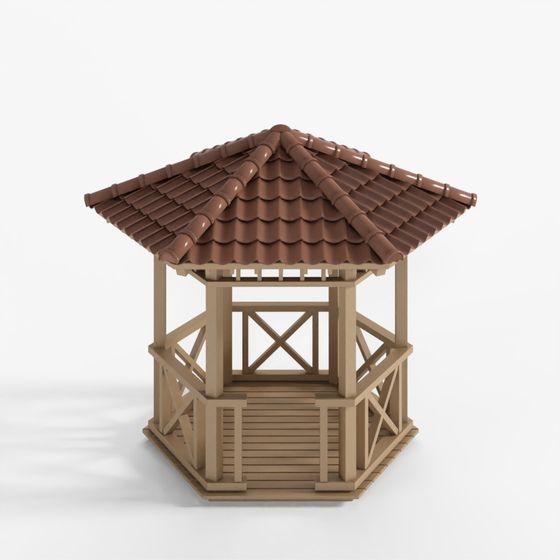 Gazebo 3D Model with Low Polygon Detail