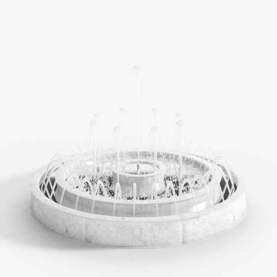 Elegant Round Dance Fountain 3D model